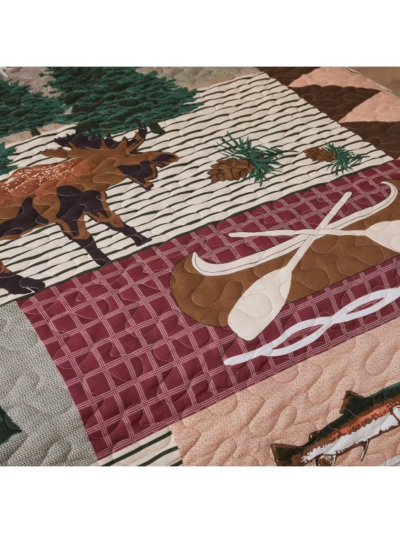 Moose Lodge Quilt Set, King, Natural