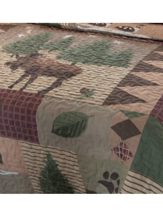 Moose Lodge Quilt Set, King, Natural