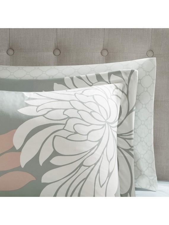 Maible Cozy Bed in A Bag Comforter with Complete Cotton Sheet Set-Floral Medallion Damask Design All Season Cover, Decorative Pillow, Cal King(104"" x92), Floral Blush 9 Piece