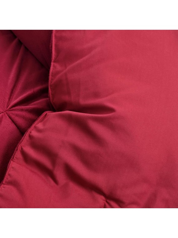 Soft Velvet Diamond Pintuck 3 Piece Comforter Set, King, Red