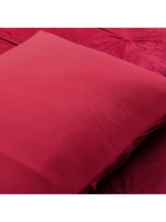 Soft Velvet Diamond Pintuck 3 Piece Comforter Set, King, Red