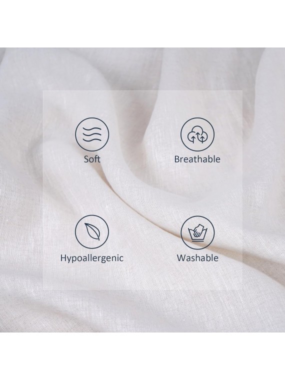 Linen Sheets, 100% French Flax Linen, Sturdy, Soft and Breathable, Linen Sheet Set 4 Pcs-1 Flat Sheet, 1 Fitted Sheet, 2 Pillowcases, Linen Sheet for Hot Sleeper (Queen, Natural Linen/Beige)
